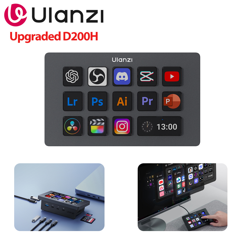 Office Youtuber - Ulanzi D200H ตัวควบคุมการถ่ายทอดสด 13 ปุ่ม LCD