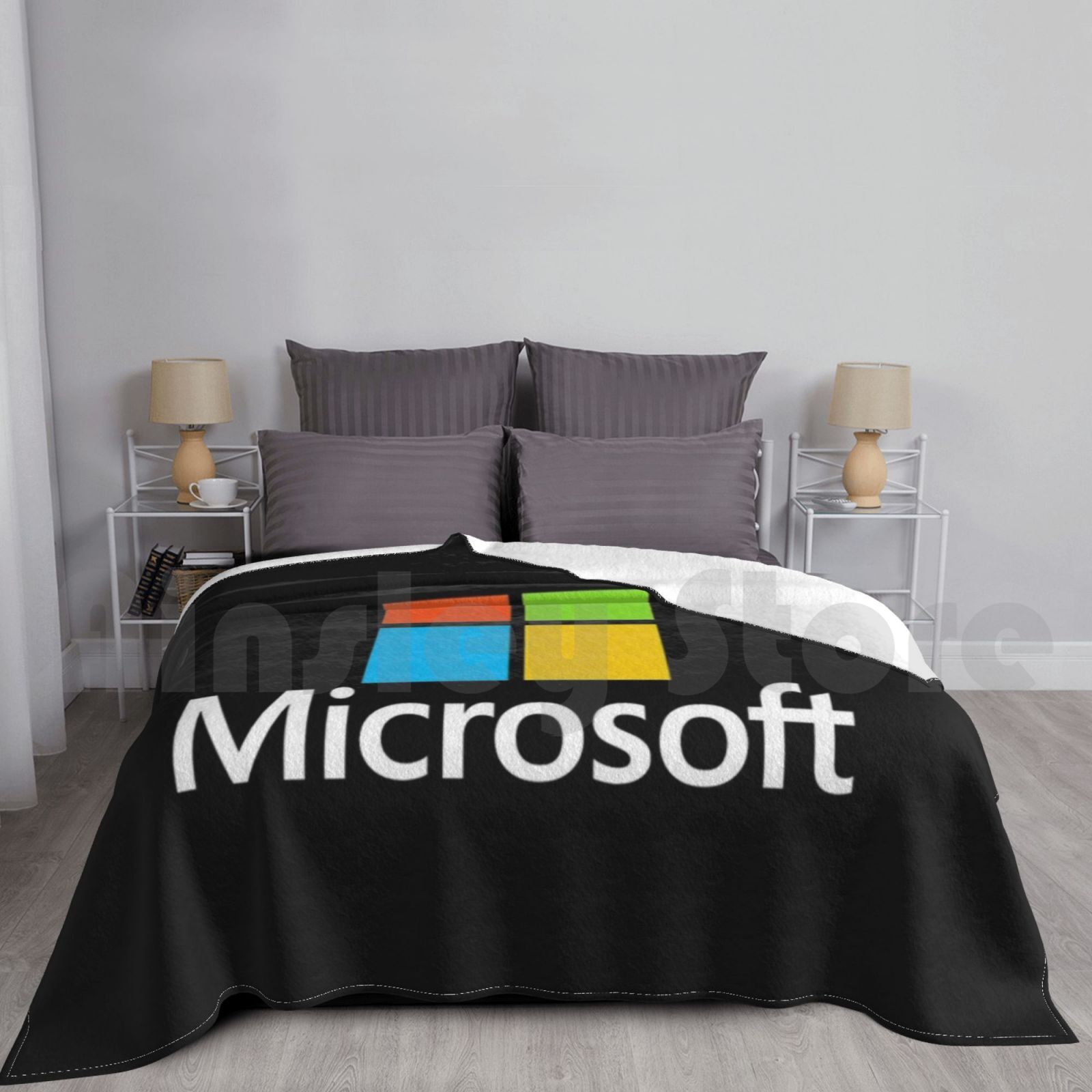 Office Tech Logo - ผ้าห่มลายไมโครซอฟท์ แฟชั่น โลโก้ไมโครซอฟต์ แอร์เบิร์ส แบบกำหนดเอง สำหรับองค์กรเทคโนโลยี