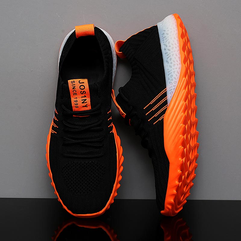 Tech Office Pictures - Plusขนาดน้ำหนักเบาAir Mesh Menกีฬารองเท้าผู้หญิงรองเท้าผ้าใบManสีส้มสีดำBreathableรองเท้าผู้ชายกีฬาgym D-436