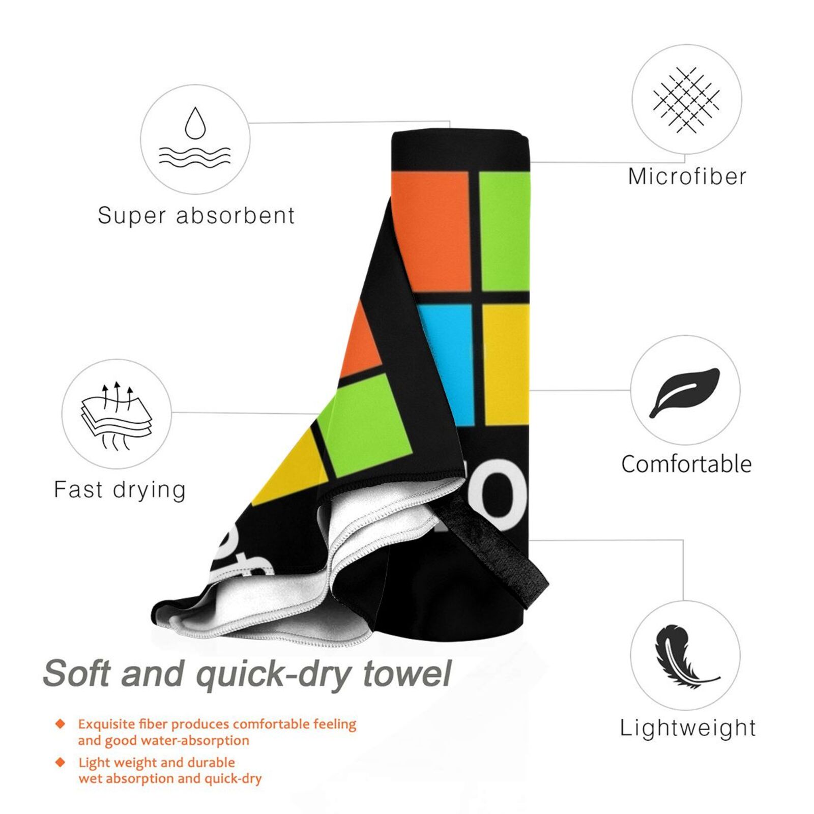ผ้าเช็ดตัวชายหาดชนิด Microsoft - Office Tech Logo บทวิจารณ์และราคา